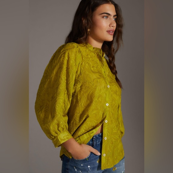 NWT Anthropologie Pilcro Bella Embroidered Button Down Size Small Petite - Picture 6 of 7